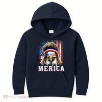 Merica Eagle Mullet 4th Of July American Flag Stars Stripes Kids Hoodie thumb 0