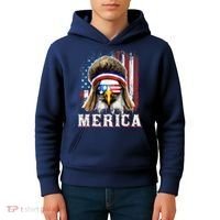 Merica Eagle Mullet 4th Of July American Flag Stars Stripes Kids Hoodie thumb 4