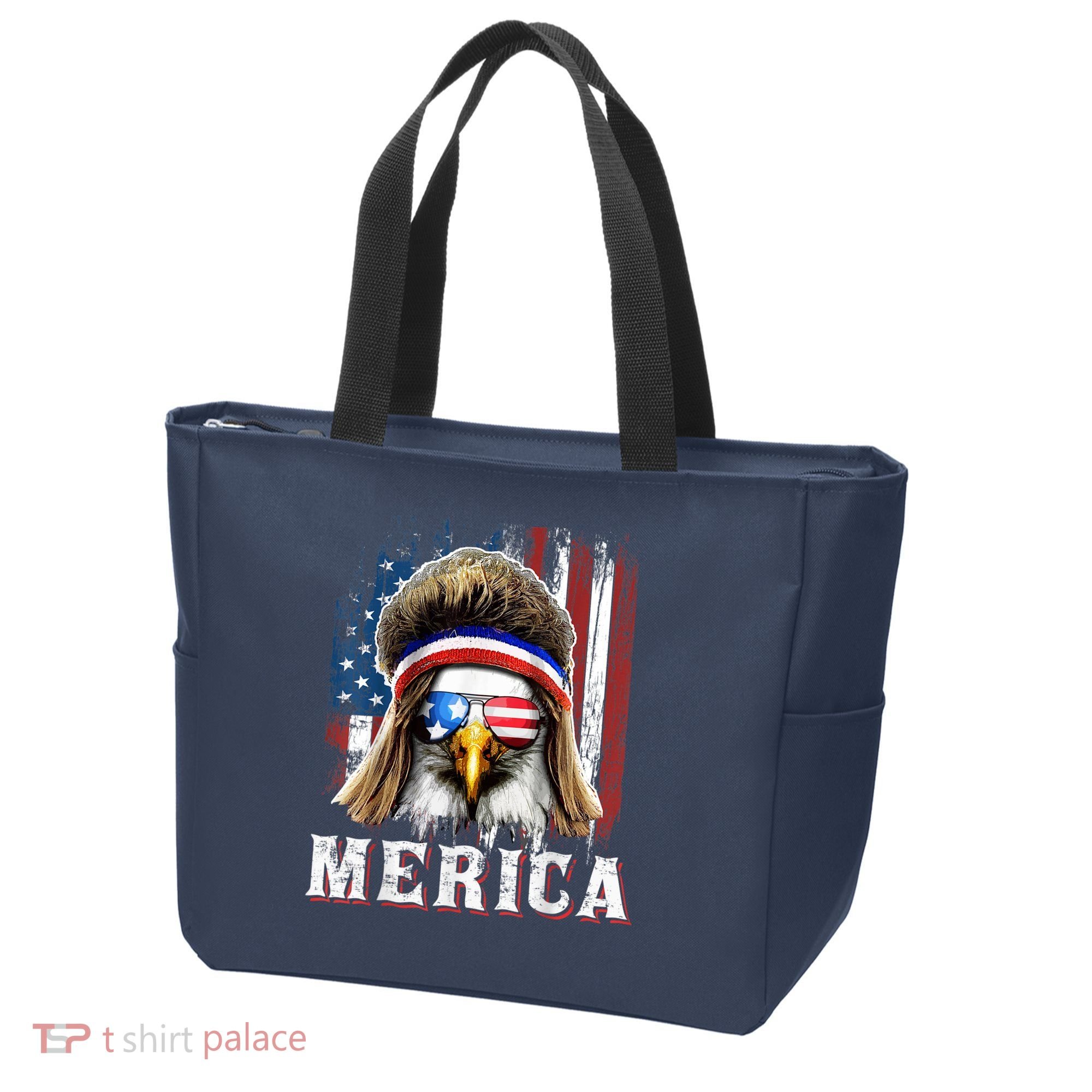 Merica Eagle Mullet 4th Of July American Flag Stars Stripes Tote Bag