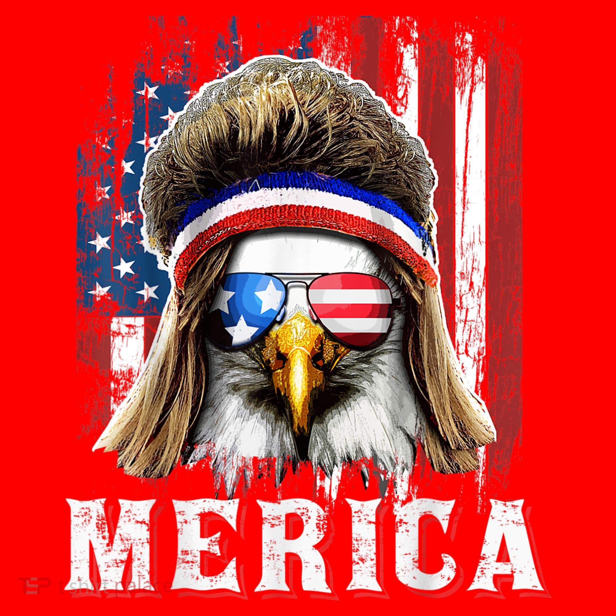 Merica Eagle Mullet 4th Of July American Flag Stars Stripes Santa Hat