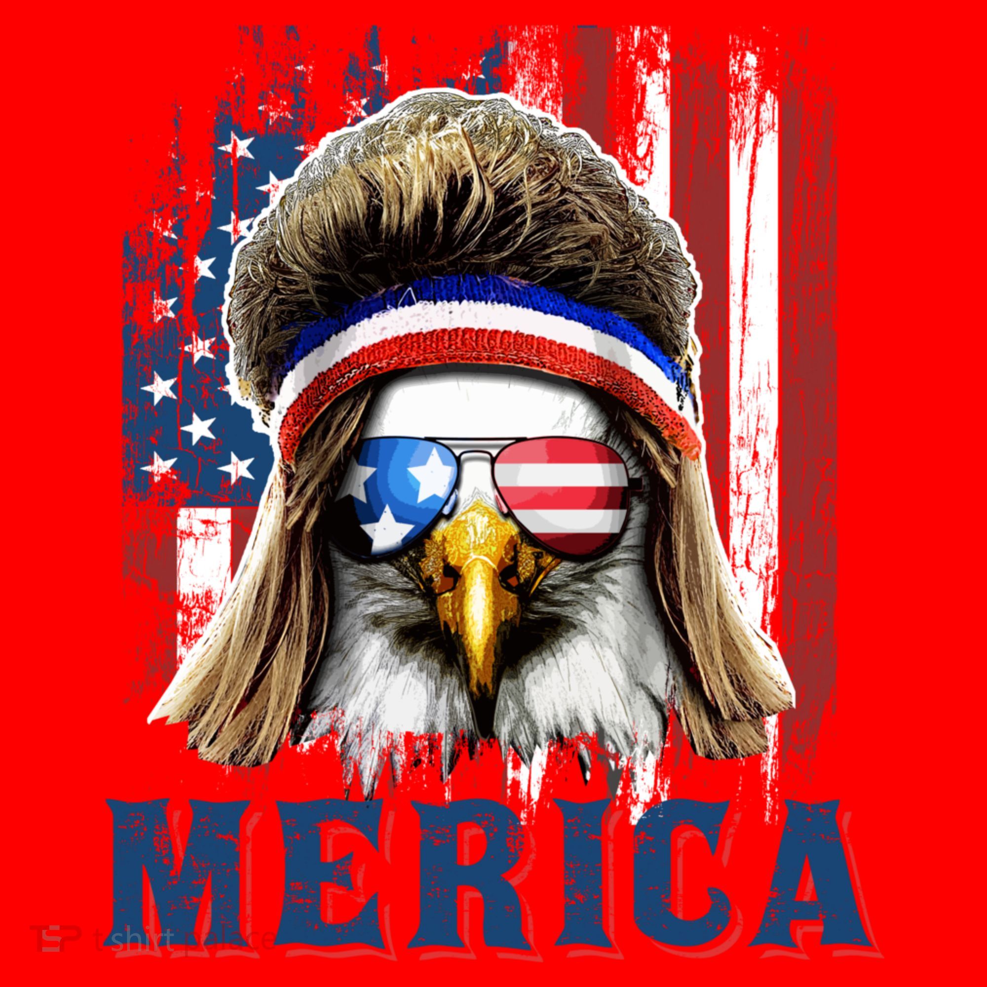 Merica Eagle Mullet Shirt 4th Of July American Flag Santa Hat