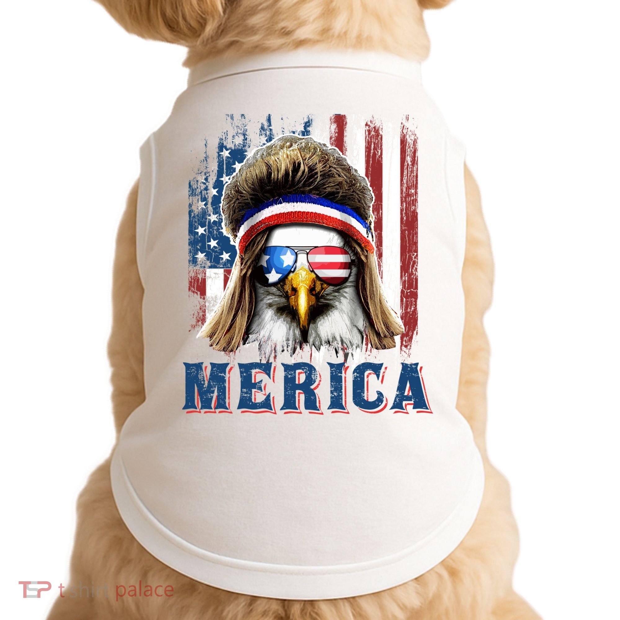 Merica Eagle Mullet Shirt 4th Of July American Flag Doggie Tank