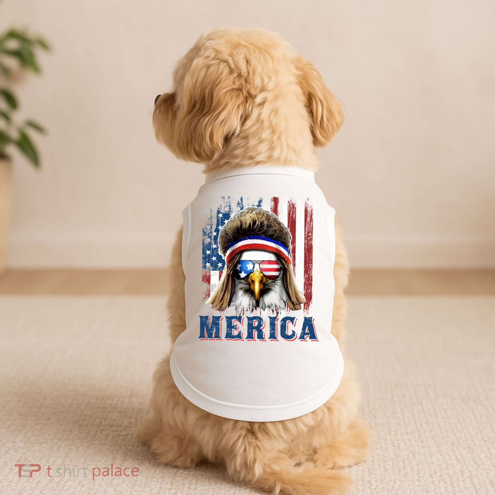 Merica Eagle Mullet Shirt 4th Of July American Flag Doggie Tank