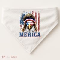 Merica Eagle Mullet Shirt 4th Of July American Flag USA-Made Doggie Bandana thumb 0