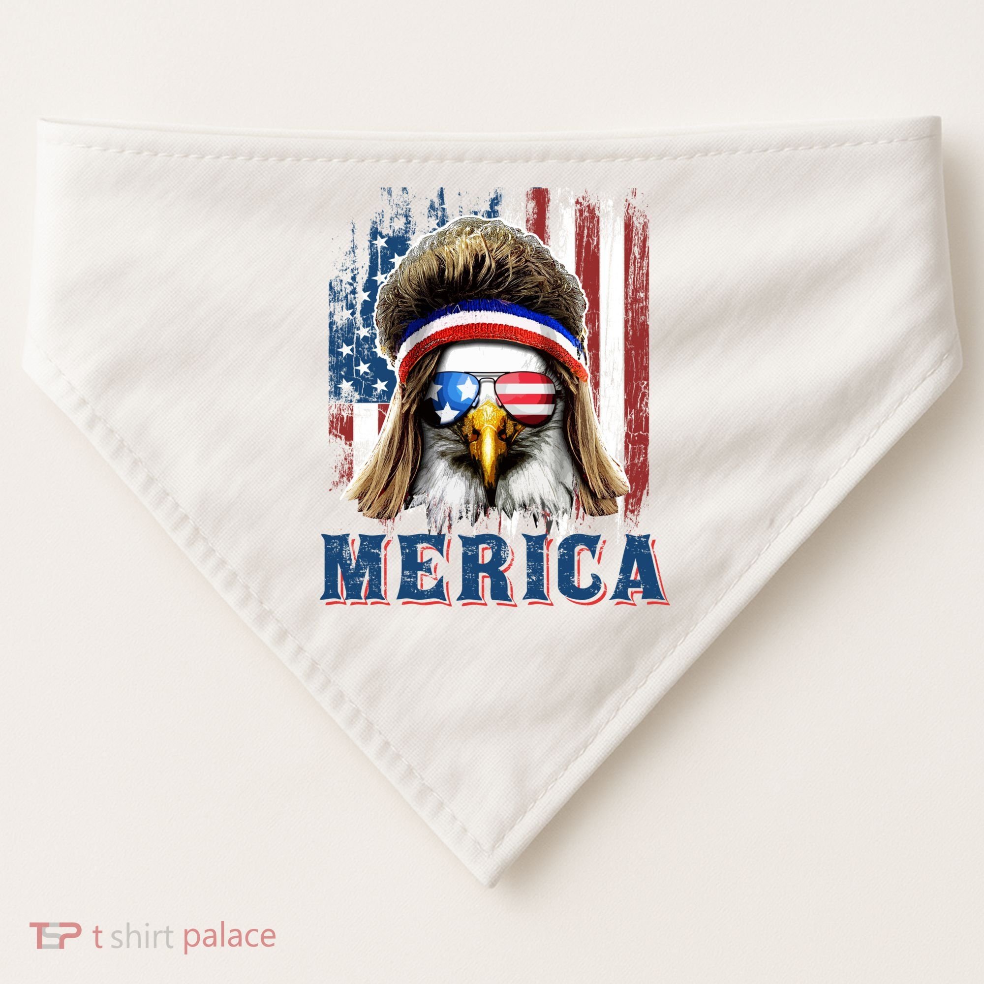 Merica Eagle Mullet Shirt 4th Of July American Flag USA-Made Doggie Bandana