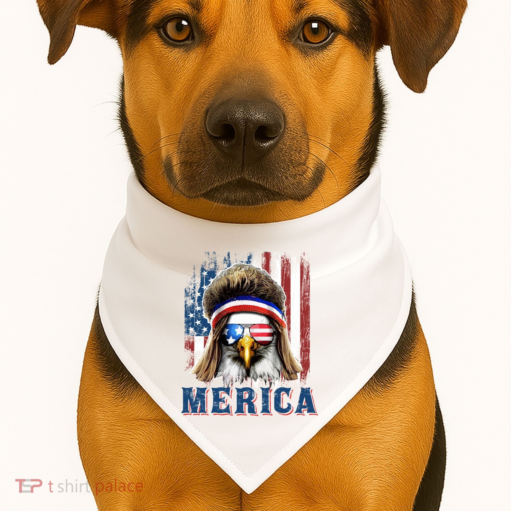 Merica Eagle Mullet Shirt 4th Of July American Flag USA-Made Doggie Bandana