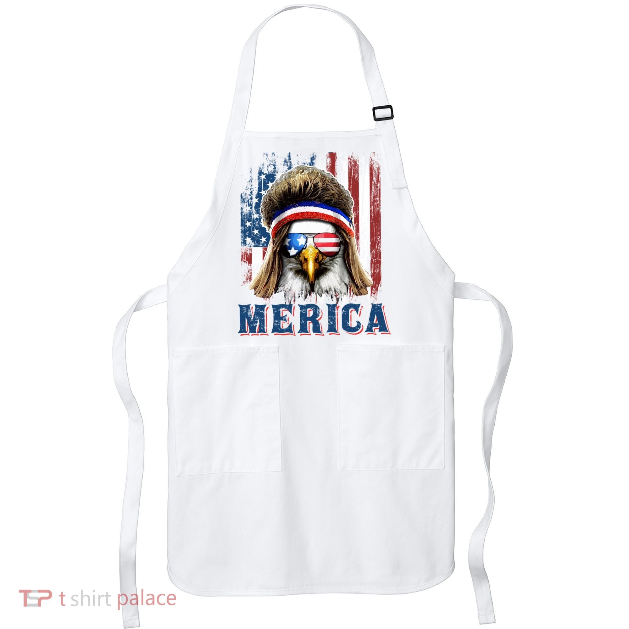 Merica Eagle Mullet Shirt 4th Of July American Flag Apron