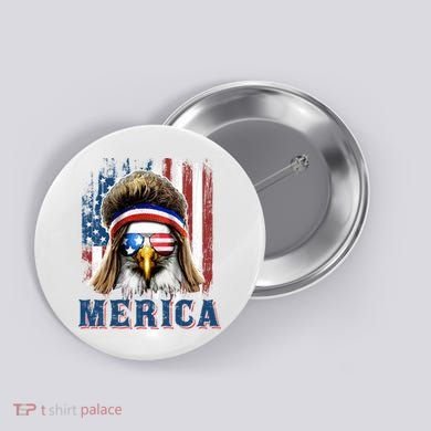 Merica Eagle Mullet Shirt 4th Of July American Flag Button