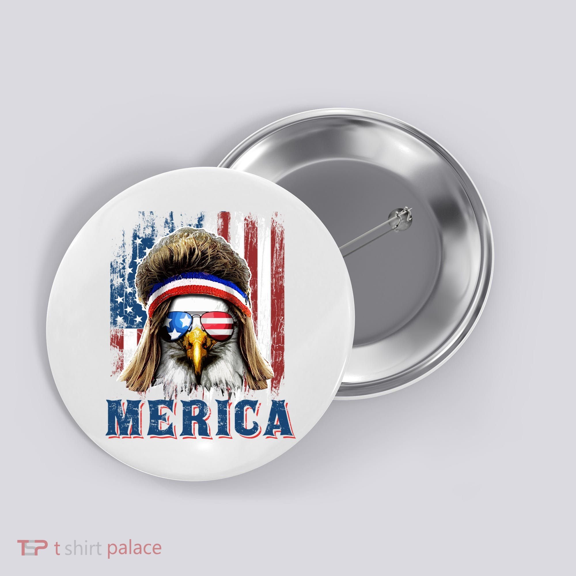 Merica Eagle Mullet Shirt 4th Of July American Flag Button