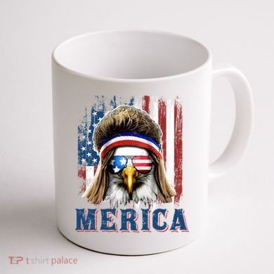 Merica Eagle Mullet Shirt 4th Of July American Flag Coffee Mug back