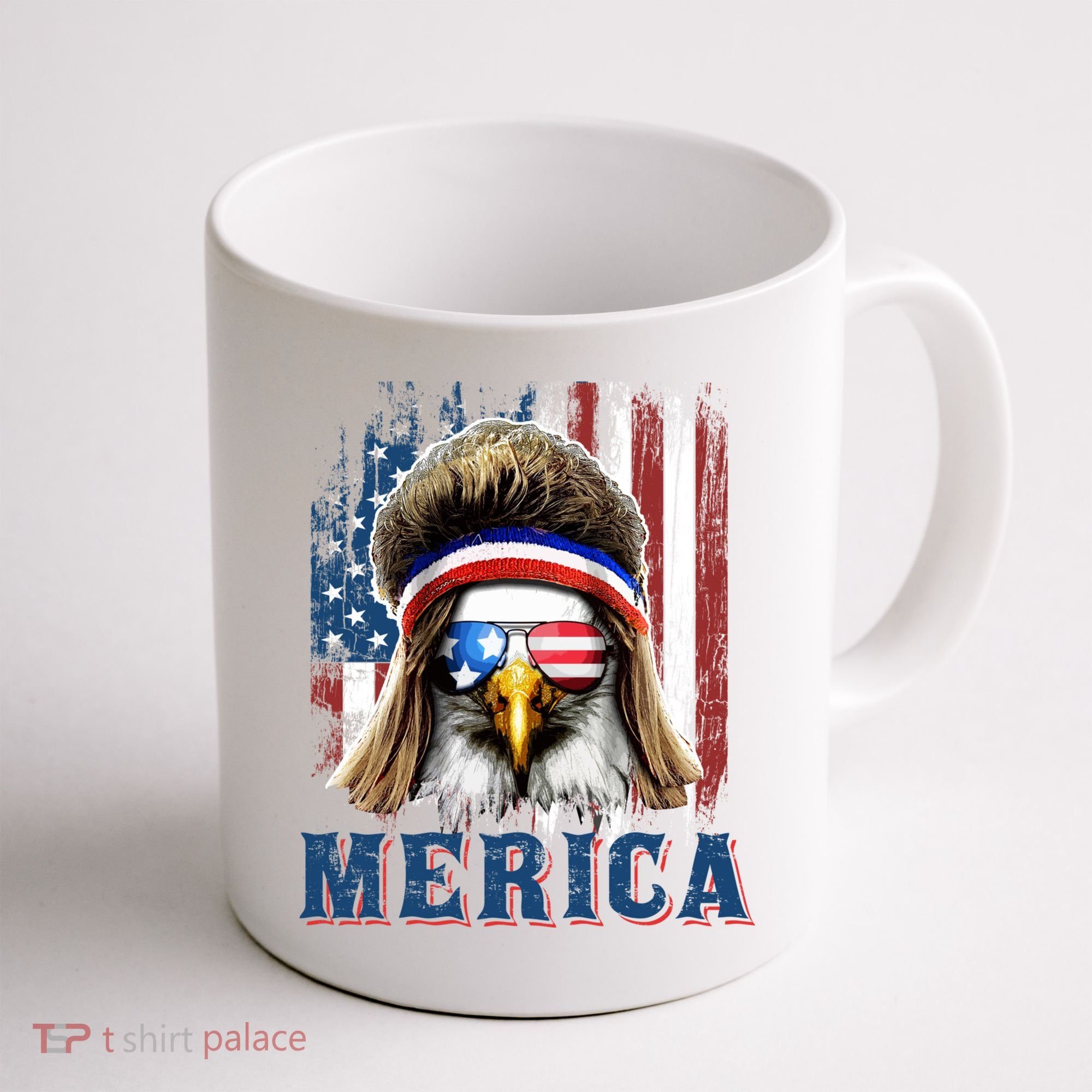 Merica Eagle Mullet Shirt 4th Of July American Flag Coffee Mug