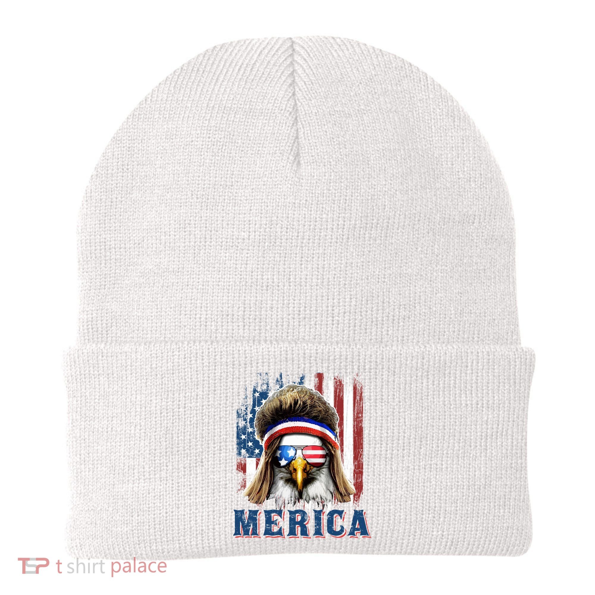 Merica Eagle Mullet Shirt 4th Of July American Flag Beanie