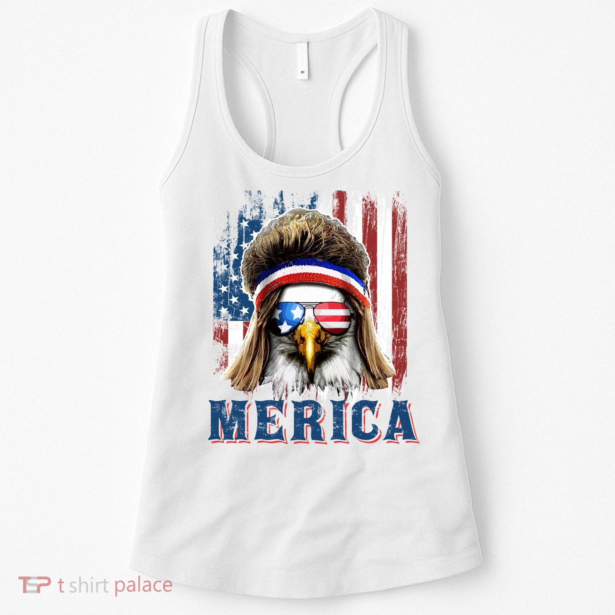 Merica Eagle Mullet Shirt 4th Of July American Flag Women's Tank Top