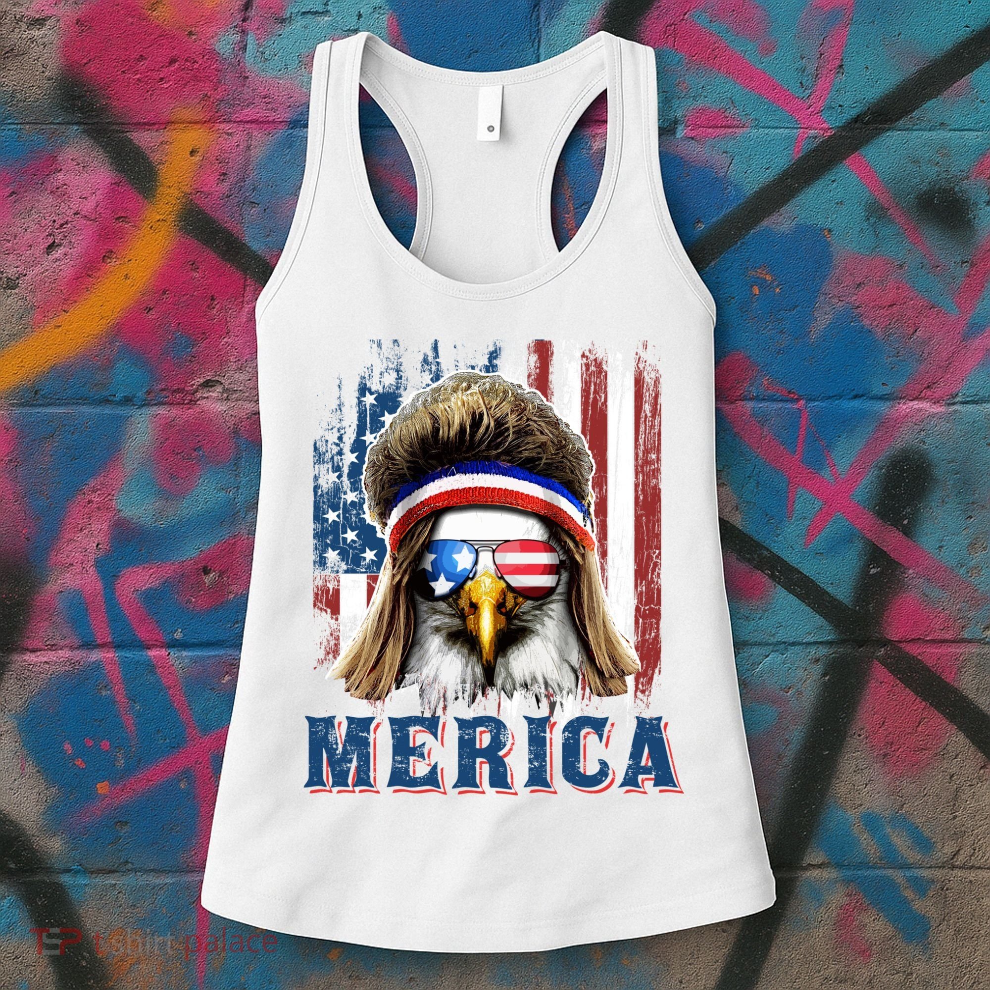 Merica Eagle Mullet Shirt 4th Of July American Flag Women's Tank Top