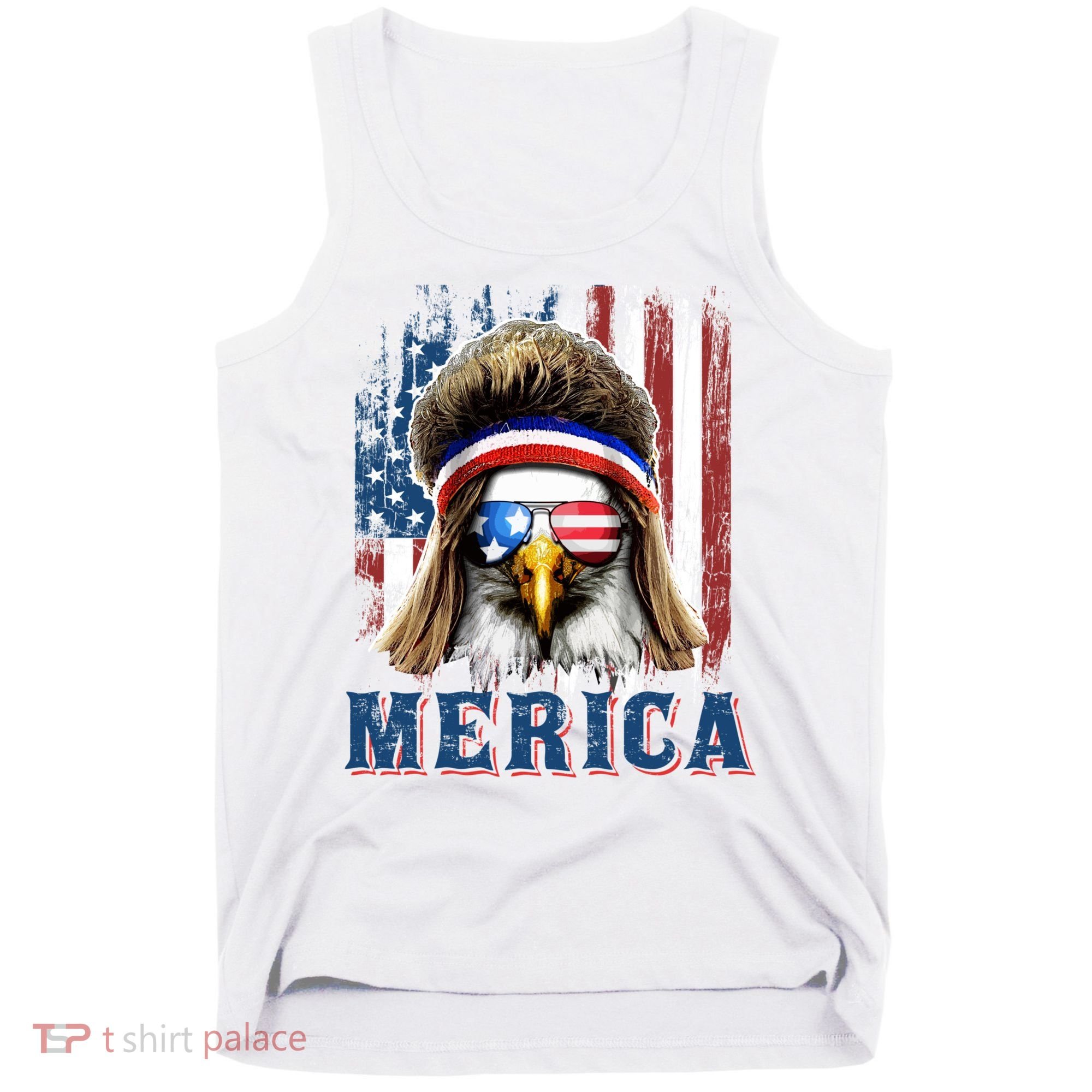 Merica Eagle Mullet Shirt 4th Of July American Flag Tank Top