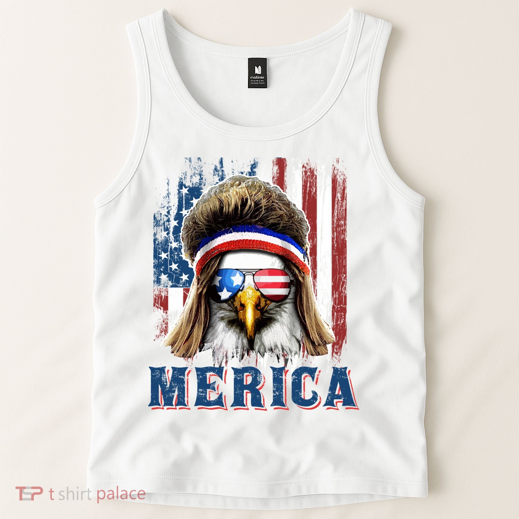 Merica Eagle Mullet Shirt 4th Of July American Flag Tank Top
