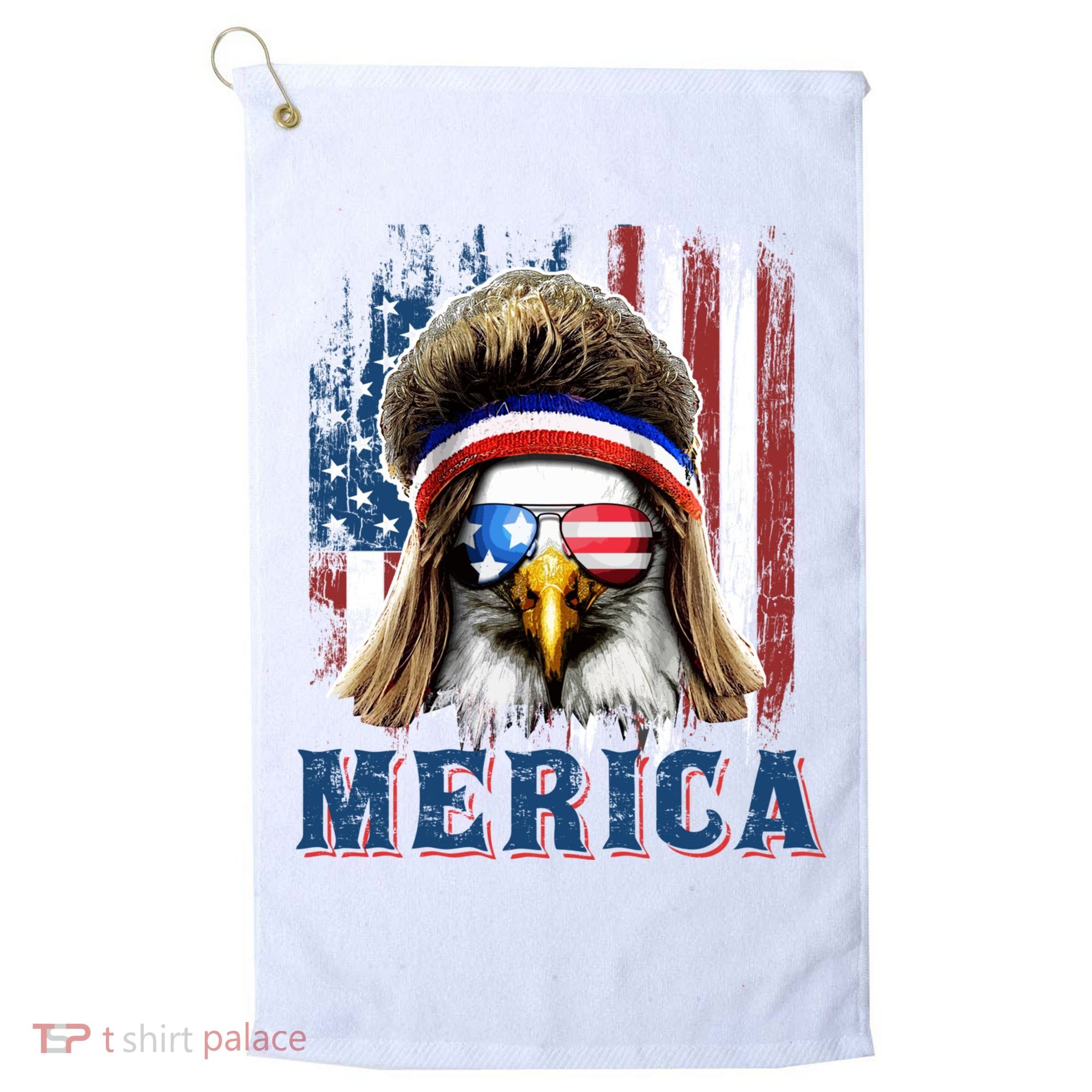 Merica Eagle Mullet Shirt 4th Of July American Flag Golf Towel