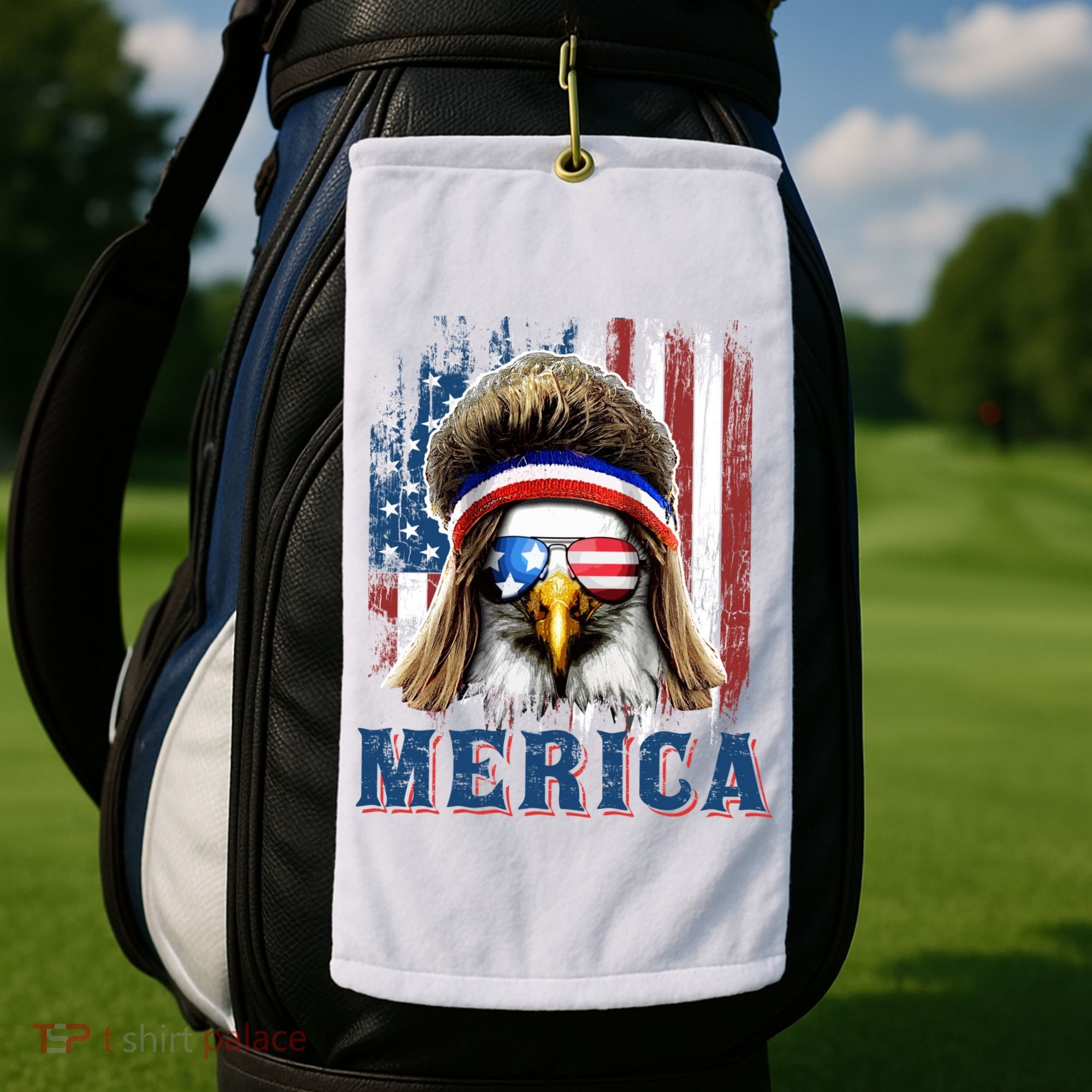 Merica Eagle Mullet Shirt 4th Of July American Flag Golf Towel