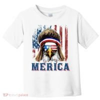 Merica Eagle Mullet Shirt 4th Of July American Flag Toddler T-Shirt thumb 0