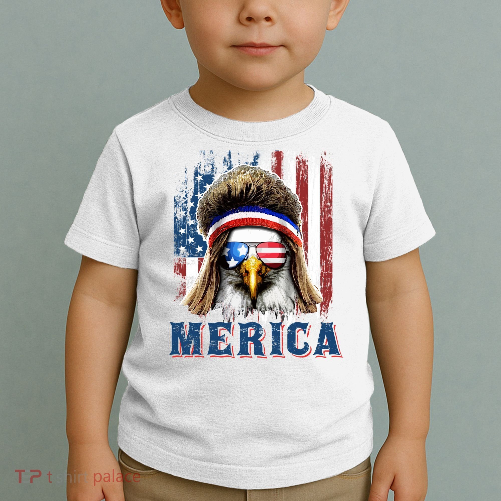 Merica Eagle Mullet Shirt 4th Of July American Flag Toddler T-Shirt