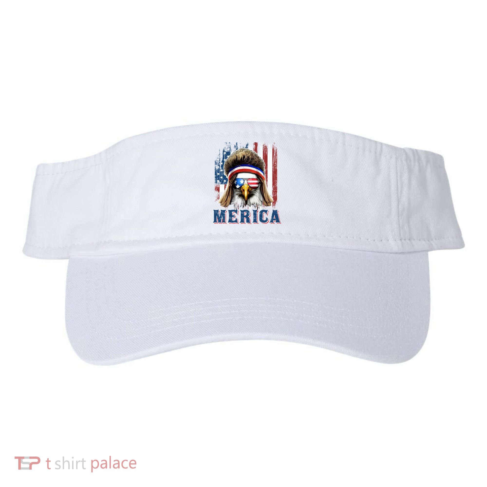 Merica Eagle Mullet Shirt 4th Of July American Flag Visor