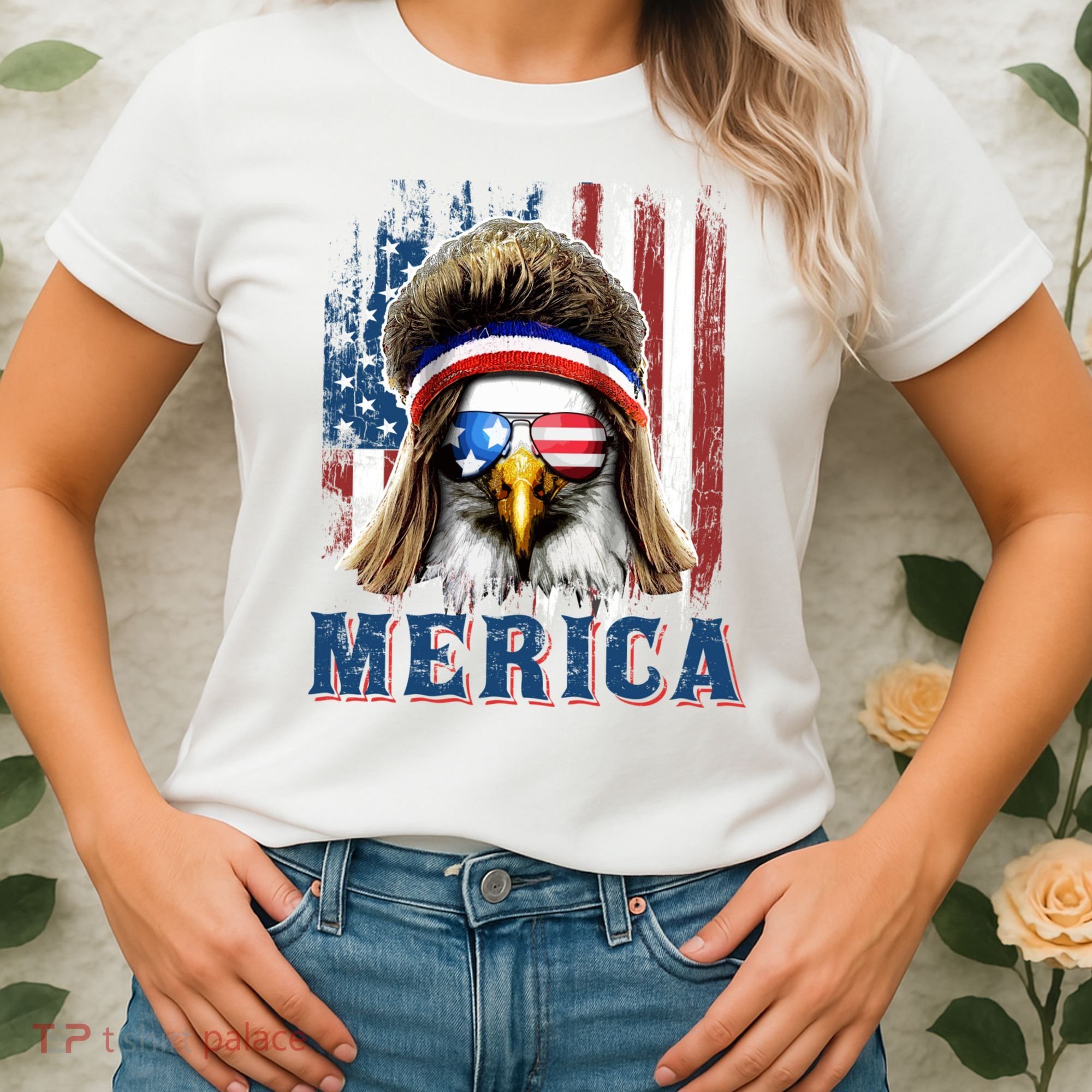 Merica Eagle Mullet Shirt 4th Of July American Flag Women's T-Shirt