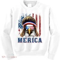 Merica Eagle Mullet Shirt 4th Of July American Flag Kids Sweatshirt thumb 0