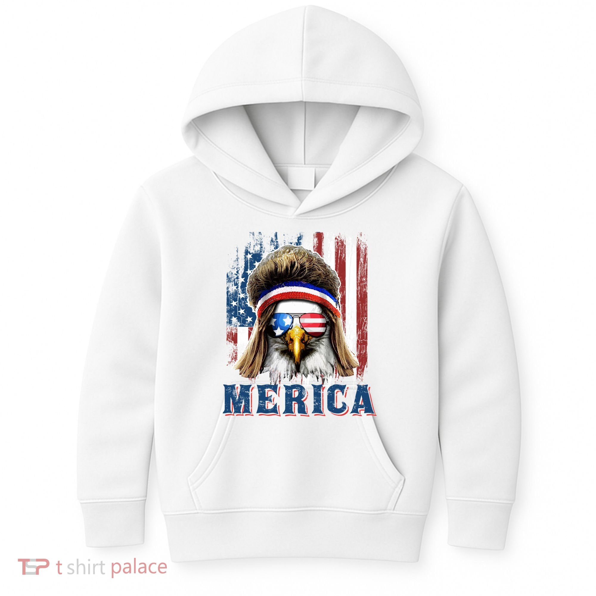 Merica Eagle Mullet Shirt 4th Of July American Flag Kids Hoodie