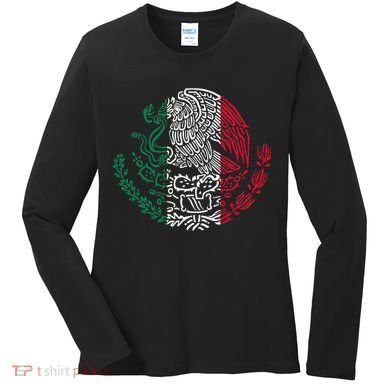 Mexican Eagle Mexico Flag Women's Long Sleeve Shirt