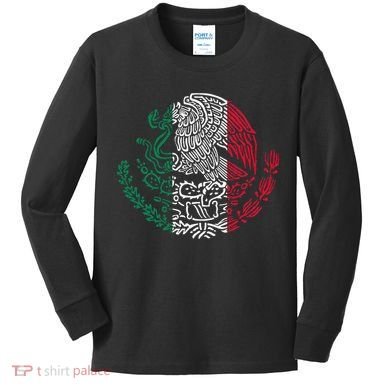Mexican Eagle Mexico Flag Kids Long Sleeve Shirt