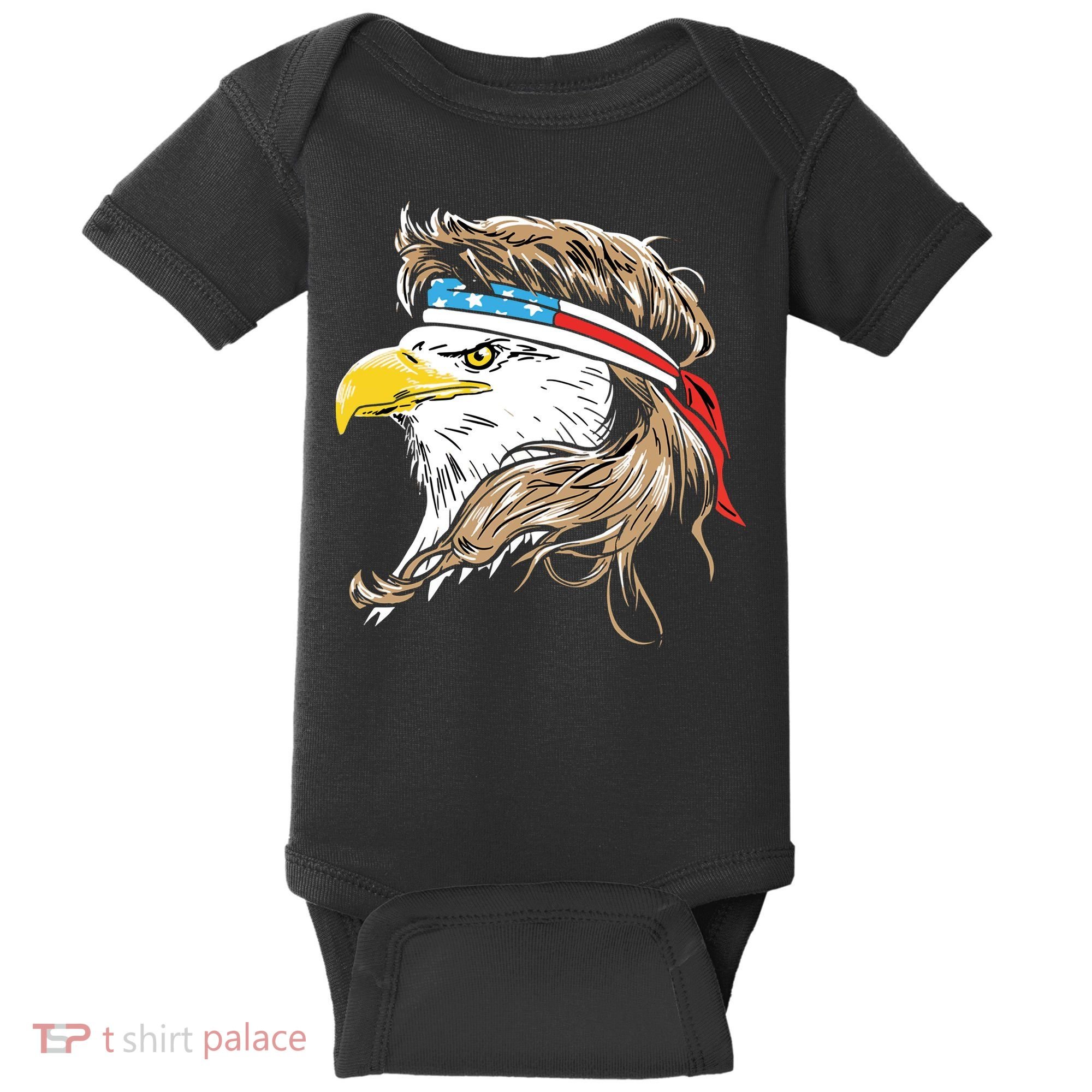 Merica Eagle Mullet 4th Of July Baby Bodysuit