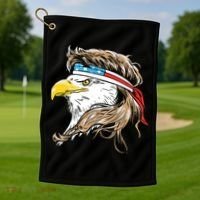 Merica Eagle Mullet 4th Of July Golf Towel thumb 1