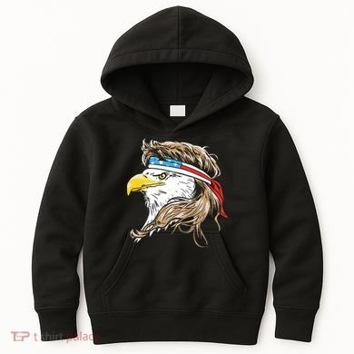 Merica Eagle Mullet 4th Of July Kids Hoodie