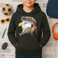 Merica Eagle Mullet 4th Of July Kids Hoodie thumb 2