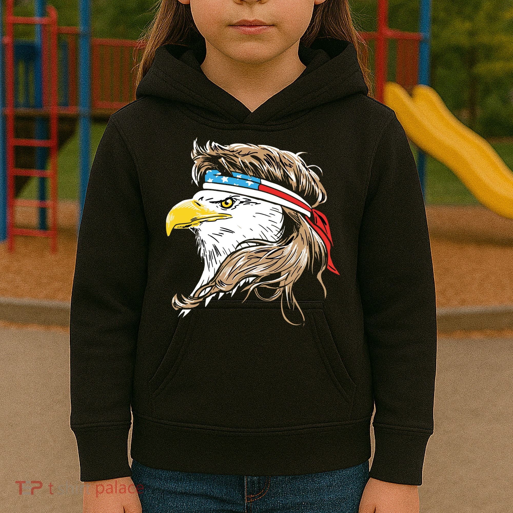 Merica Eagle Mullet 4th Of July Kids Hoodie