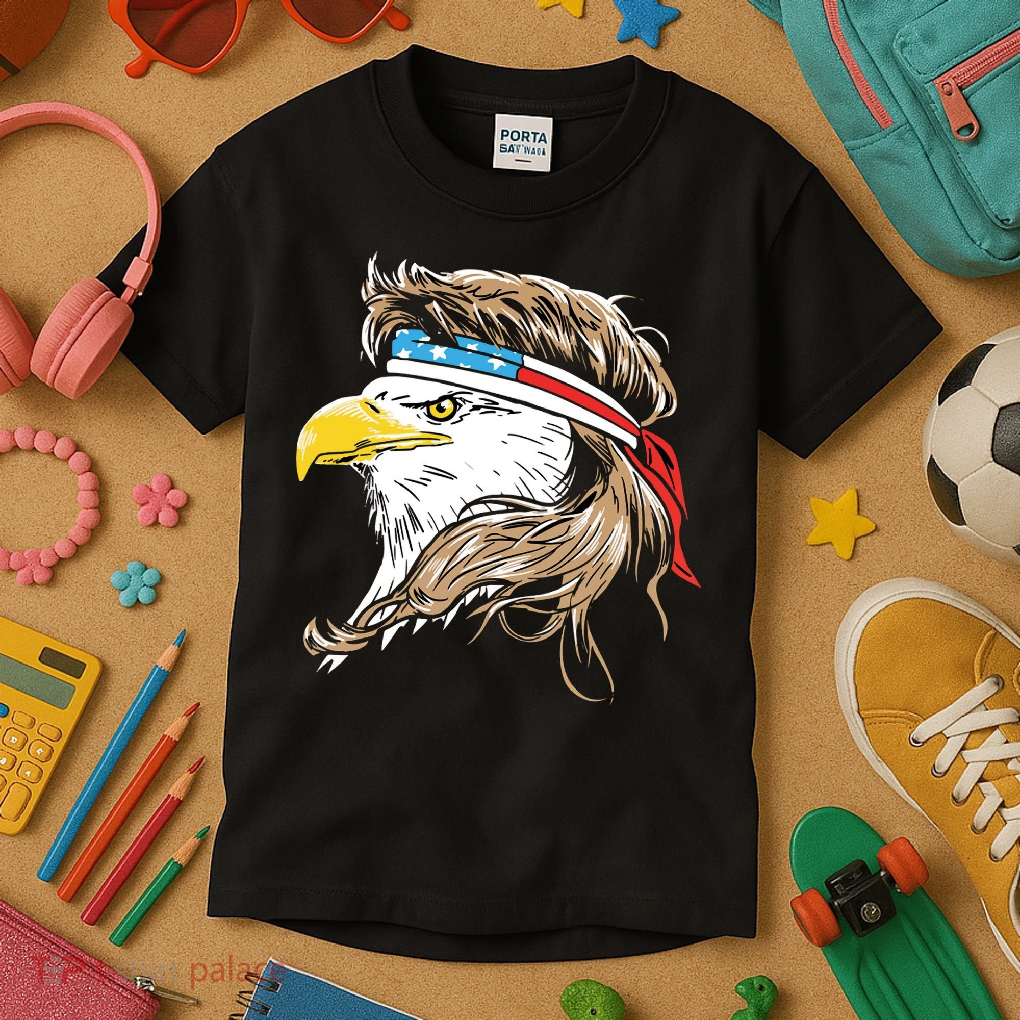 Merica Eagle Mullet 4th Of July Kids T-Shirt
