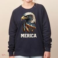 Merica Eagle Mullet 4th of July Wo American Flag USA Women's Sweatshirt thumb 0