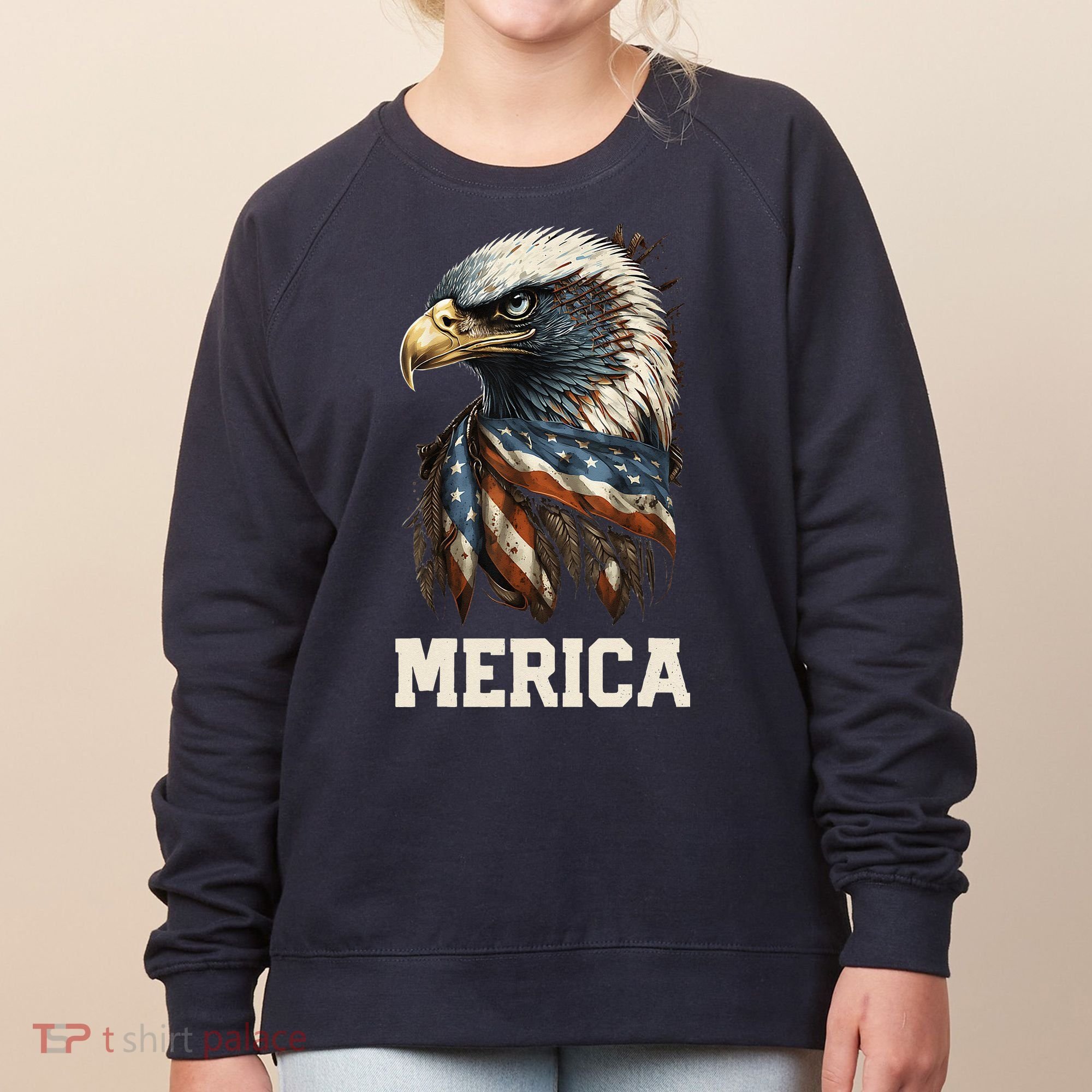 Merica Eagle Mullet 4th of July Wo American Flag USA Women's Sweatshirt