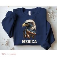 Merica Eagle Mullet 4th of July Wo American Flag USA Sweatshirt thumb 2