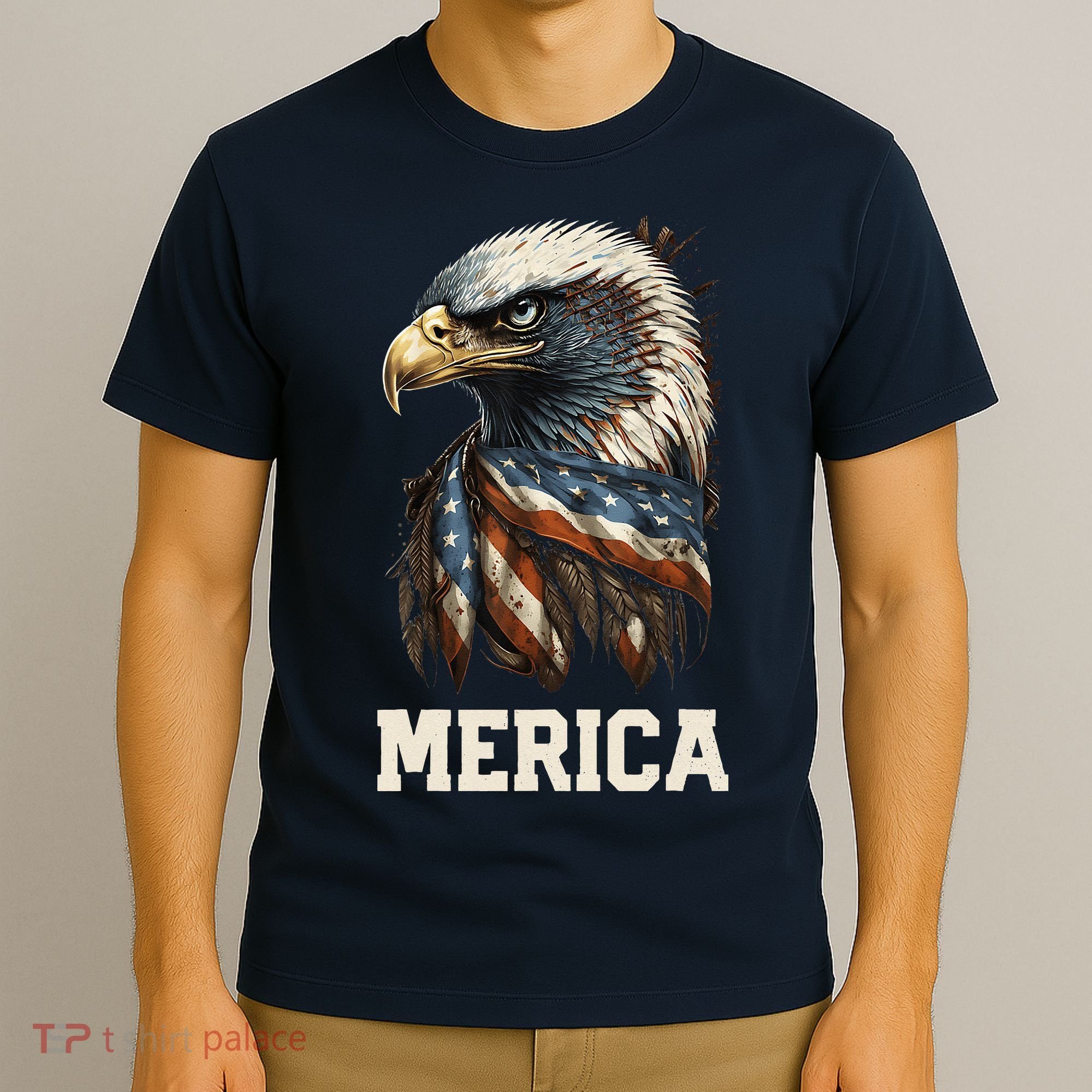 Merica Eagle Mullet 4th of July Wo American Flag USA T-Shirt