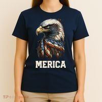 Merica Eagle Mullet 4th of July Wo American Flag USA T-Shirt thumb 4