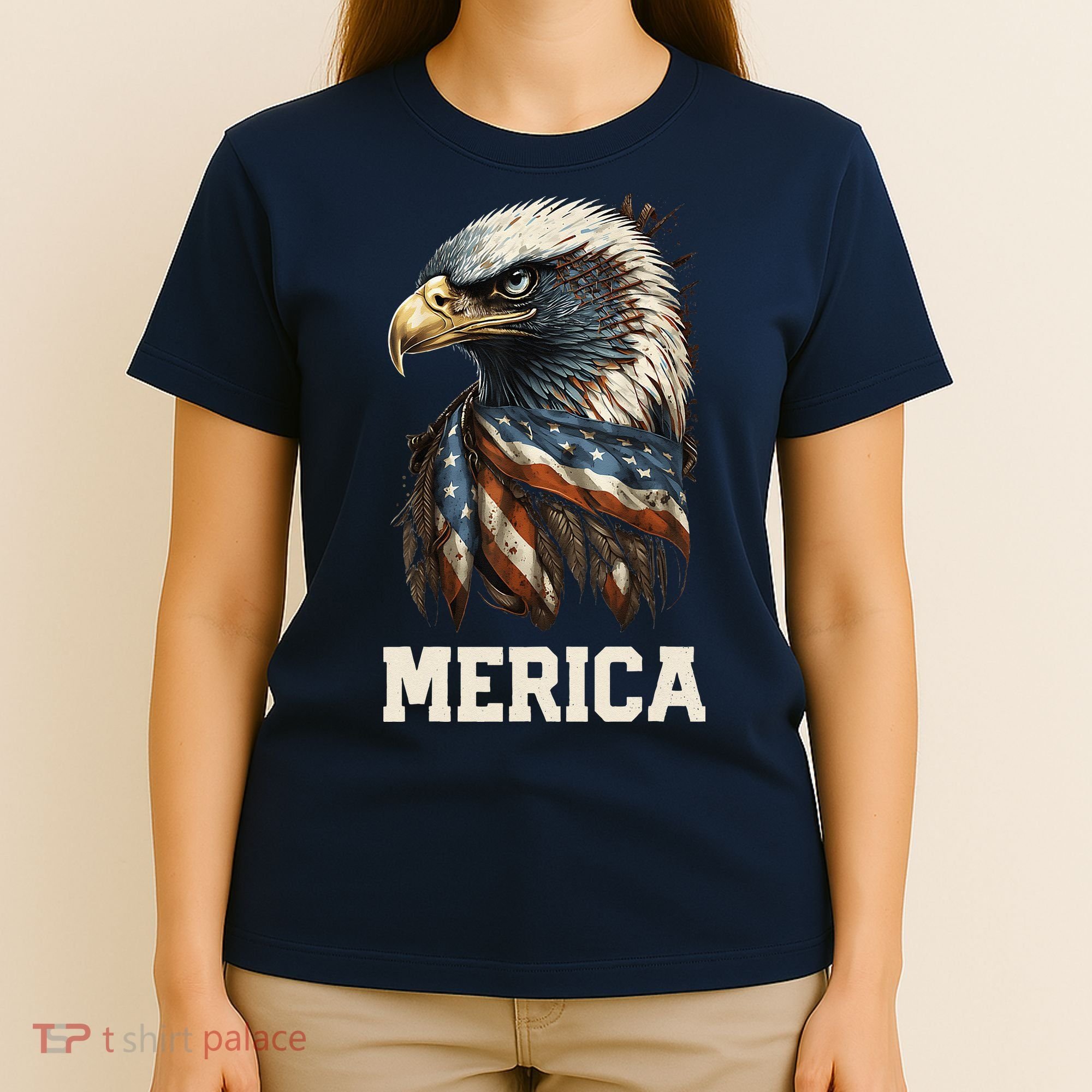 Merica Eagle Mullet 4th of July Wo American Flag USA T-Shirt