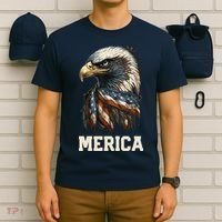 Merica Eagle Mullet 4th of July Wo American Flag USA T-Shirt thumb 6