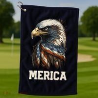 Merica Eagle Mullet 4th of July Wo American Flag USA Golf Towel thumb 1