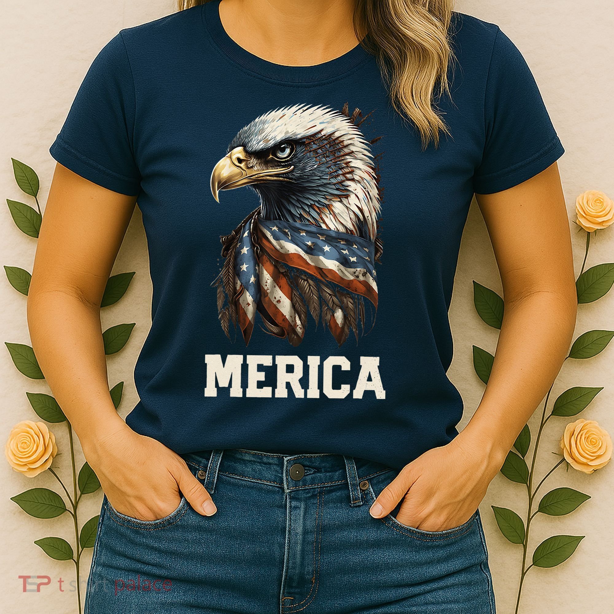 Merica Eagle Mullet 4th of July Wo American Flag USA Women's T-Shirt