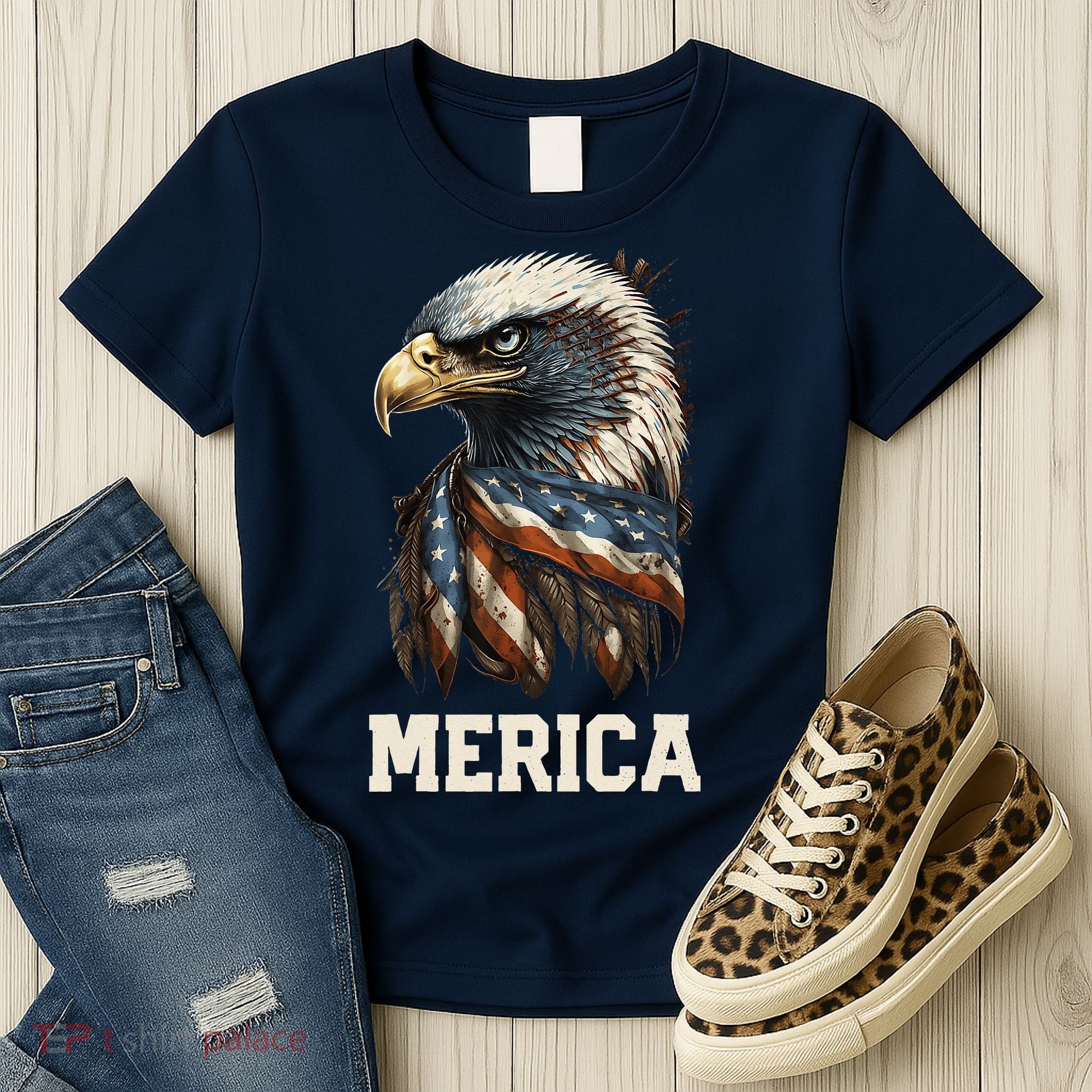 Merica Eagle Mullet 4th of July Wo American Flag USA Women's T-Shirt