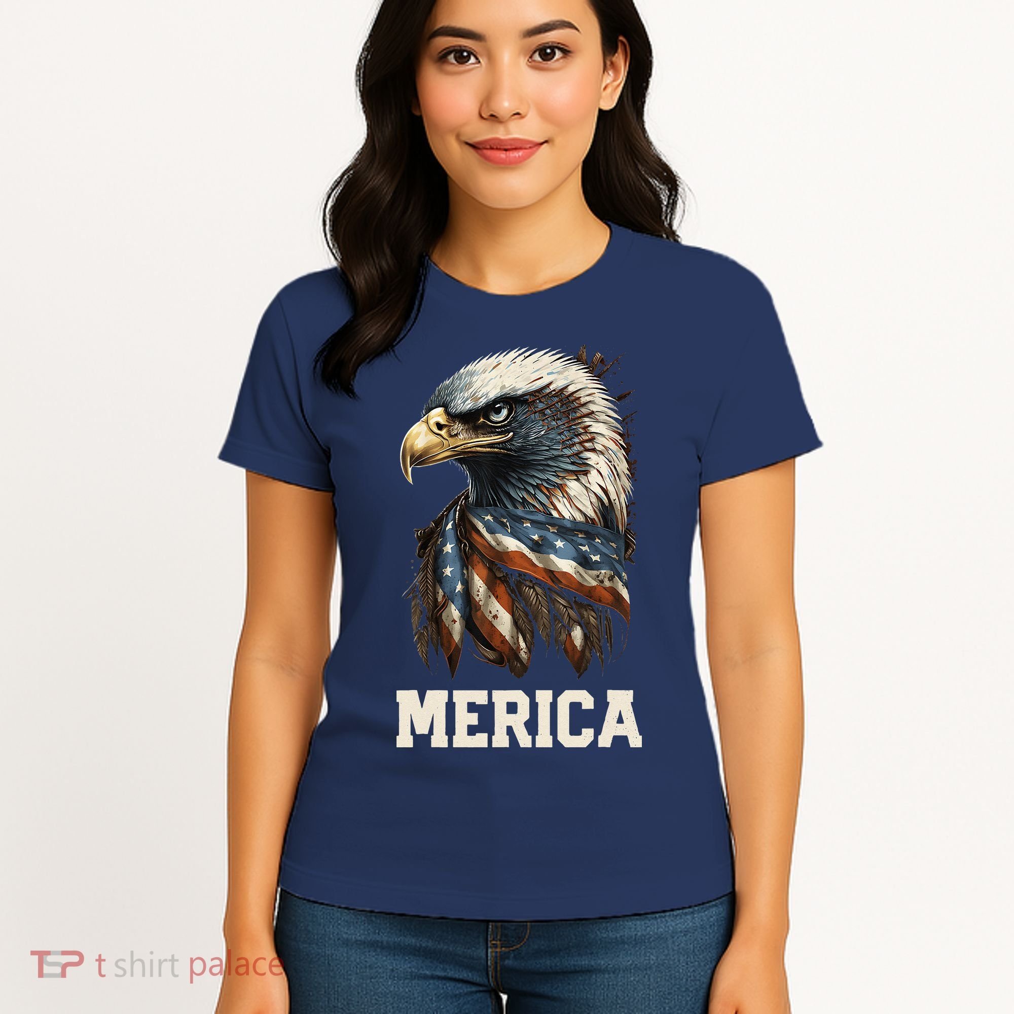 Merica Eagle Mullet 4th of July Wo American Flag USA Women's T-Shirt