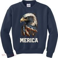 Merica Eagle Mullet 4th of July Wo American Flag USA Kids Sweatshirt thumb 0