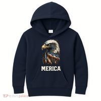 Merica Eagle Mullet 4th of July Wo American Flag USA Kids Hoodie thumb 0