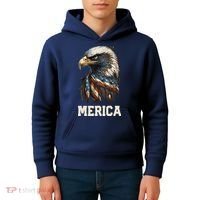 Merica Eagle Mullet 4th of July Wo American Flag USA Kids Hoodie thumb 4